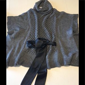 525 america Gray Chunky Knit Poncho Sweater